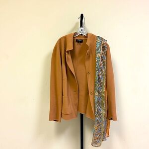 Talbots plus size, brown, short coat with scarf.